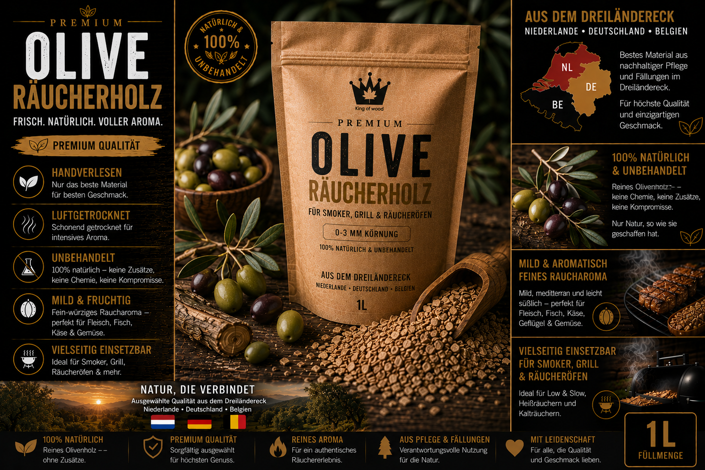 Olivenholz Räucherholz Premium 0-3mm | Smoker & BBQ