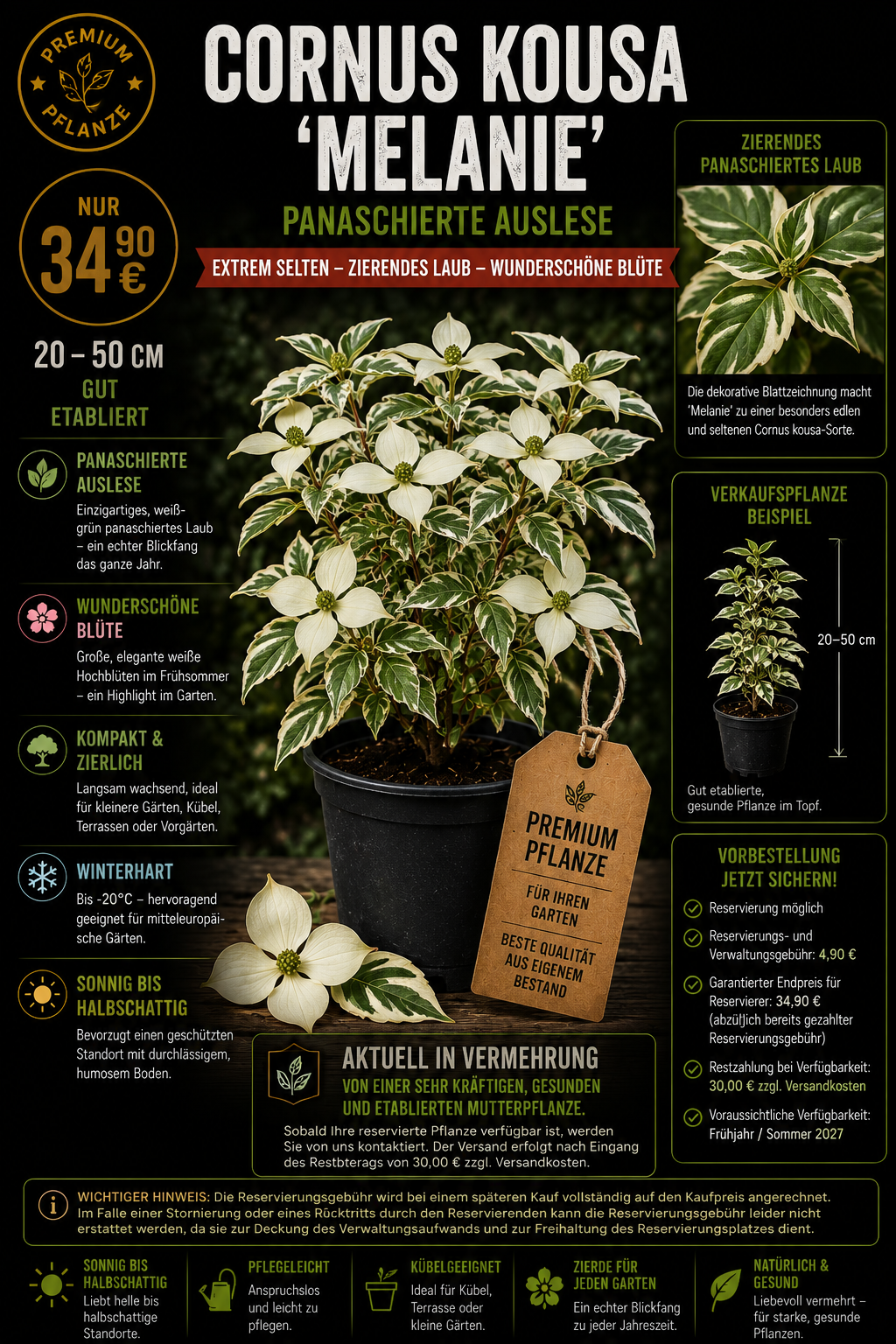 Cornus kousa 'Melanie' absolute Rarität! extrem selten - Vorbestellung 25-50 cm