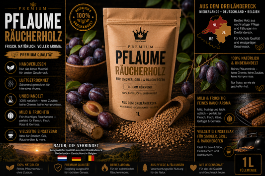 Bois de fumage Prune Premium 0-3mm | Fruité & Doux pour Smoker & BBQ