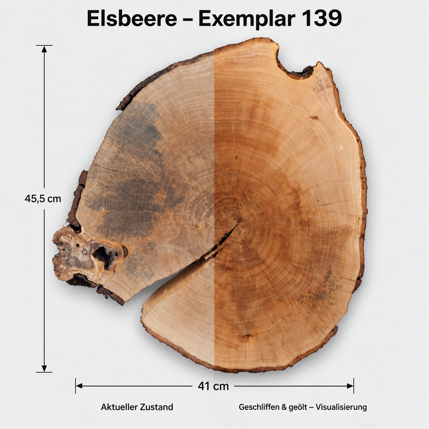 Elsbeere, Baumscheibe (139)  Schneidebrett für hochwertige Messer Damast Beistelltisch Baumkante Rinde Masssivholz Epoxy Epoxid Projekt Rarität